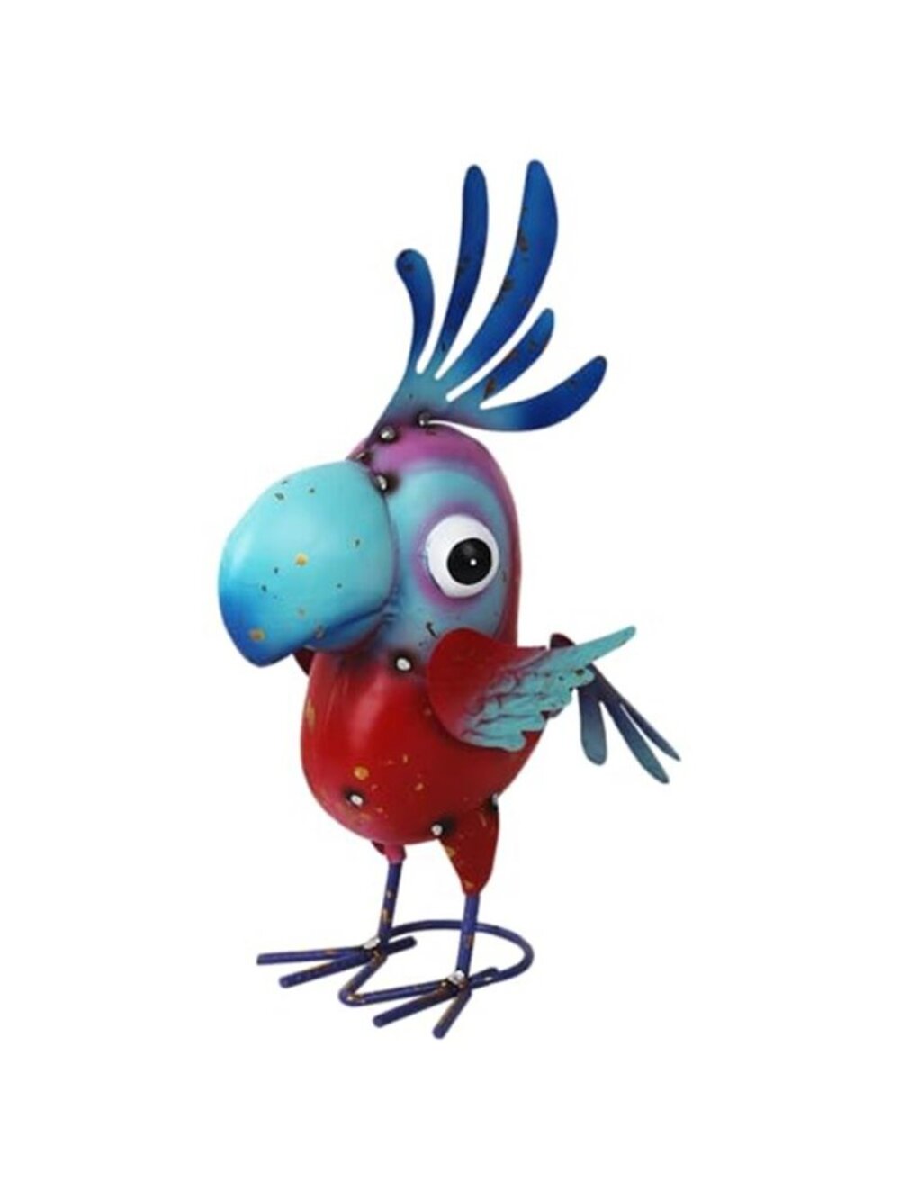 New 15" Metal Parrot Statue Outdoor Garden Decor